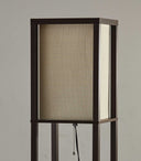 Column Floor Lamp With Beige Square Shade - Brown - HomeRoots - Floor Lamps - Elite Enclave Home