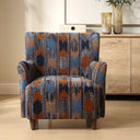 Lainey - Upholstered Ikat Armchair - Blue / Brown / Orange - Uttermost - Arm Chairs - Elite Enclave Home