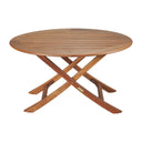 Oval Solid Wood Folding Outdoor Side Table - Brown