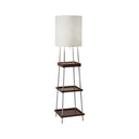 Column Floor Lamp With Drum Shade - Brown White - HomeRoots - Floor Lamps - Elite Enclave Home
