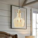 Auburn - Bell Shaped Glass Pendant - Gold / Amber