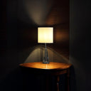 22" Bedside Table Lamp With White Drum Shade - Silver