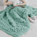 Ruched Fur - Ruched Throw - Aqua - Madison Park - Throws - Elite Enclave Home