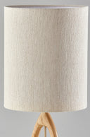 Solid Wood Round Table Lamp With Beige Drum Shade - Natural - HomeRoots - Table Lamps - Elite Enclave Home