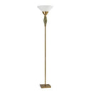LED Light Changing Torchiere Floor Lamp With White Frosted Glass Cone Shade - Brass - HomeRoots - Floor Lamps - Elite Enclave Home