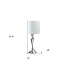 Sleek Table Lamp With Off - White Drum Shade - Silver - HomeRoots - Table Lamps - Elite Enclave Home