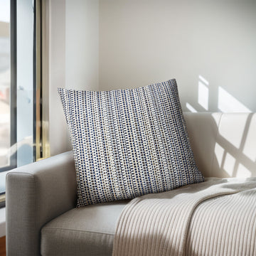 Harper - Square Stripe Pillow - Navy / Cream
