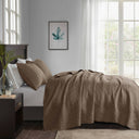 Quebec - King Reversible Coverlet Set - Mocha