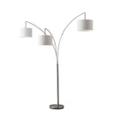 Steel Three Light Tree Floor Lamp With Solid Color Drum Shade - Silver / White - HomeRoots - Floor Lamps - Elite Enclave Home