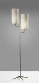 Two Light Novelty Floor Lamp With White Drum Shade - Brass - HomeRoots - Floor Lamps - Elite Enclave Home