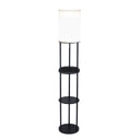 Wood Floor Lamp With Circular USB Charging Station Shelf - Black - HomeRoots - Floor Lamps - Elite Enclave Home