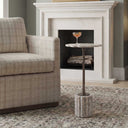 Lana - Scalloped Marble Drink Table - Bronze / White