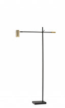 Adjustable LED Task Floor Lamp With Antiqued Brass Cylinder Shade - Black - HomeRoots - Floor Lamps - Elite Enclave Home