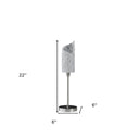 Bedside Table Lamp With White Swirl Novelty Shade - Silver