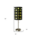 Metal Mod Table Lamp With Black And Green Drum Shade - Silver