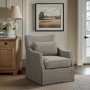 London - Skirted Swivel Chair - Tan Multi - Martha Stewart - Swivel Chairs - Elite Enclave Home