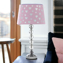 Crystal With Shade Table Lamp - Pink And White Dot