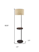 Tray Table Floor Lamp With Beige Drum Shade - Black - HomeRoots - Floor Lamps - Elite Enclave Home