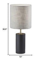 Wood Circular Block Table Lamp - Black