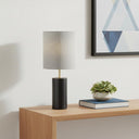 Wood Circular Block Table Lamp - Black - HomeRoots - Table Lamps - Elite Enclave Home