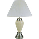 Ceramic Urn Table Lamp With White Empire Shade - Ivory And Silver