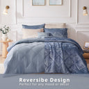 Felicia - Velvet Comforter Set With Throw Pillow - Blue