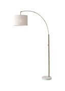 Arc Floor Lamp With Off - White Solid Color Drum Shade - Brass - HomeRoots - Floor Lamps - Elite Enclave Home