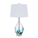 27" Glass Table Lamp With Empire Shade - Clear White