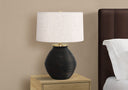 Concrete Round Table Lamp With Ivory Drum Shade - Black And Gold - HomeRoots - Table Lamps - Elite Enclave Home