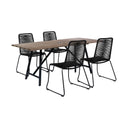5 Piece Solid Wood Dining Set With Four Chairs - Brown And Black
