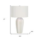 27" Ceramic Geometric Table Lamp With Drum Shade - Cream - HomeRoots - Table Lamps - Elite Enclave Home