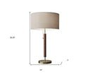 Metal And Walnut Wood Table Lamp - Antique Brass