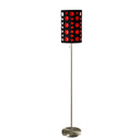 Steel Novelty Floor Lamp With And Red Drum Shade - Silver / Black - HomeRoots - Floor Lamps - Elite Enclave Home