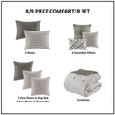 Essence - Queen 8 Piece Clip Comforter Set - Gray