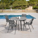 5 Piece Round Dining Set With Four Chairs - Gray And Black