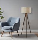 60" Tripod Floor Lamp With Drum Shade - Brown / White - HomeRoots - Floor Lamps - Elite Enclave Home
