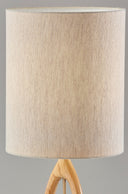 Solid Wood Round Table Lamp With Beige Drum Shade - Natural - HomeRoots - Table Lamps - Elite Enclave Home