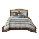 Princeton - 5 Piece Reversible Jacquard Bedspread Set - Light Blue