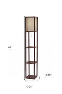 Column Floor Lamp With Beige Square Shade - Brown - HomeRoots - Floor Lamps - Elite Enclave Home