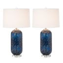 Crystal Table Lamp With White Drum Shade (Set of 2) - Blue