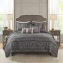 Bellagio - 6 Piece Full/Queen Quilt Set With Throw Pillows - Gray