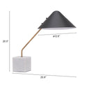 Metal Bedside Table Lamp With Black Cone Shade - White