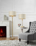 63" Column Floor Lamp With Off - White Drum Shade - Gold - HomeRoots - Floor Lamps - Elite Enclave Home
