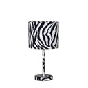 Bedside Table Lamp With White Drum Shade - White