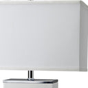 Modern Table Lamp With USB - White And Silver