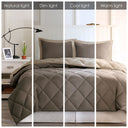 Larkspur - 3M Scotchgard Diamond Quilting Reversible Down Alternative Comforter Set - Brown / Sand