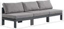 Nizuc - Outdoor Patio 3 Seat Armless Modular Sofa With Gray Frame