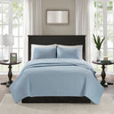Quebec - Twin Reversible Coverlet Set - Blue