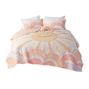 Dawn - Twin Sunshine Printed Reversible Coverlet Set - Yellow / Coral