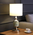 Bedside Table Lamp With White Drum Shade - Gold